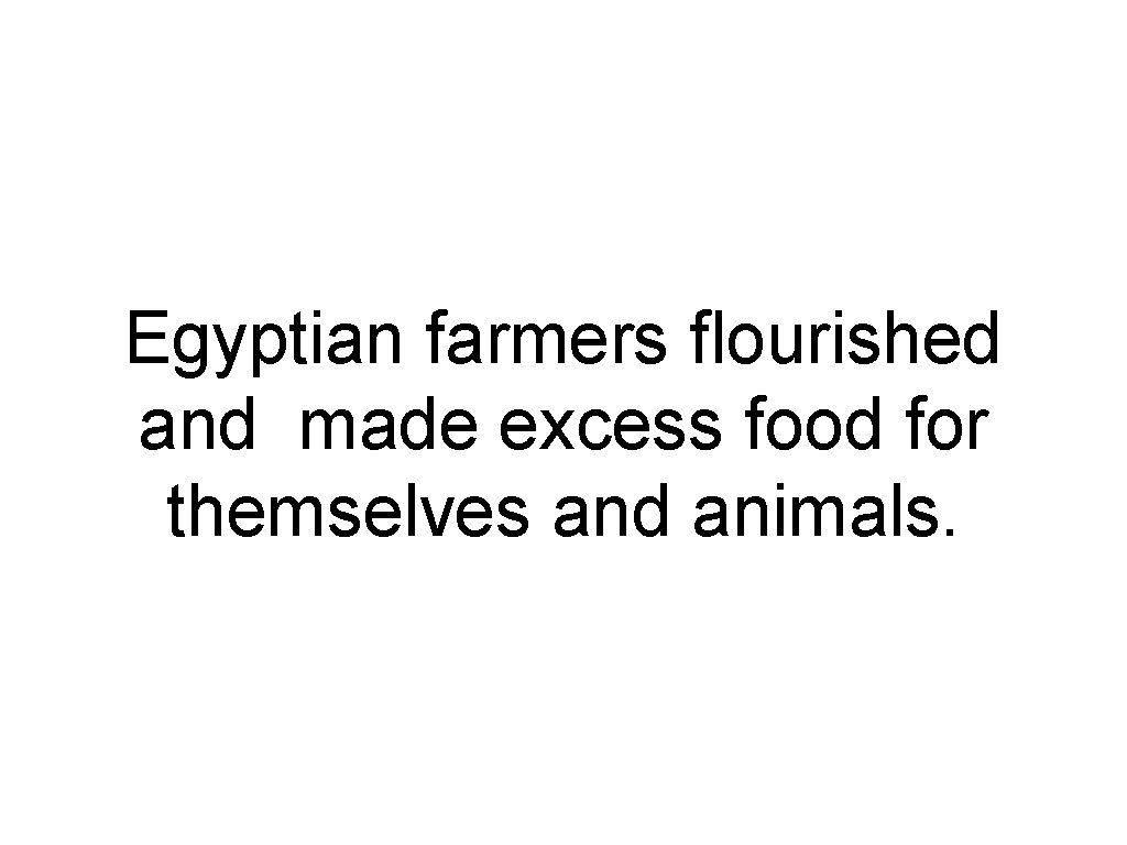 Egyptian farmers flourished and made excess food for themselves and animals. 
