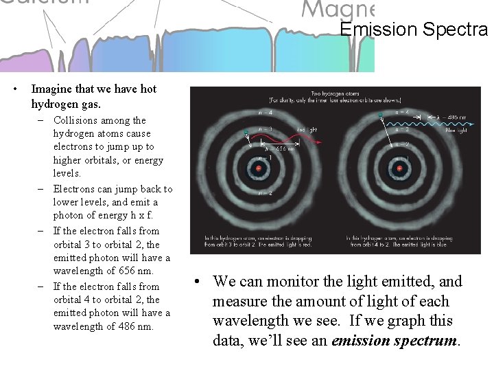 Emission Spectra • Imagine that we have hot hydrogen gas. – Collisions among the