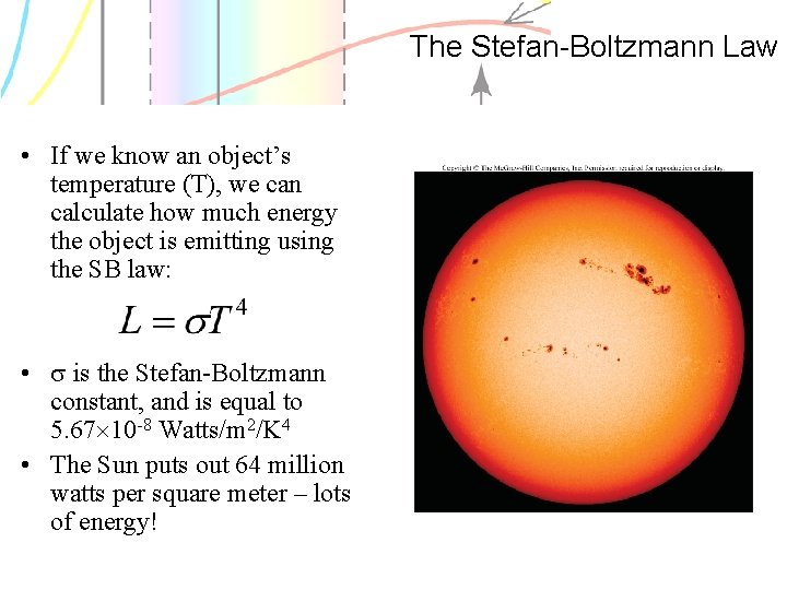 The Stefan-Boltzmann Law • If we know an object’s temperature (T), we can calculate