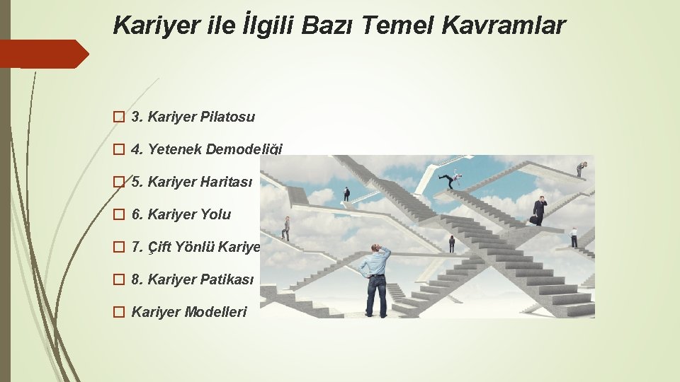 Kariyer ile İlgili Bazı Temel Kavramlar � 3. Kariyer Pilatosu � 4. Yetenek Demodeliği