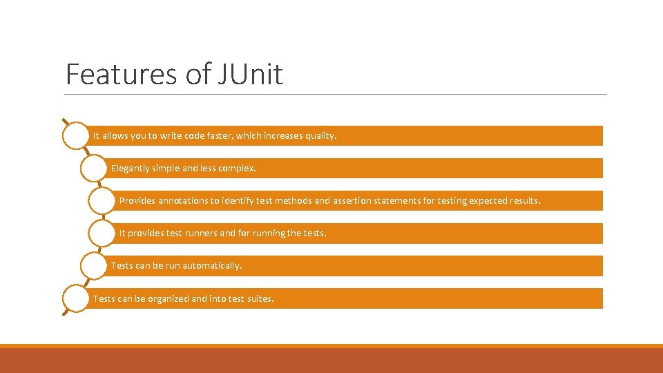 Features of JUnit It allows you to write code faster, which increases quality. Elegantly