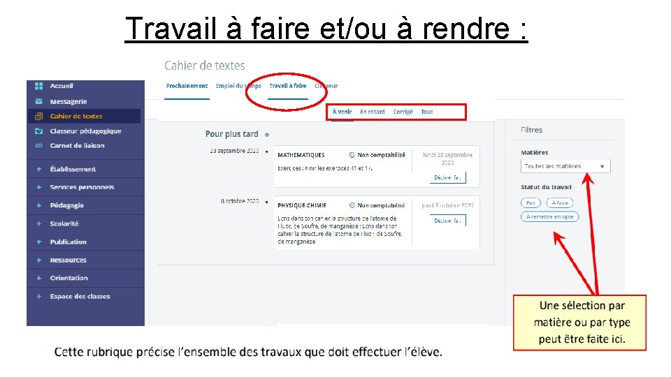 Travail à faire et/ou à rendre : 