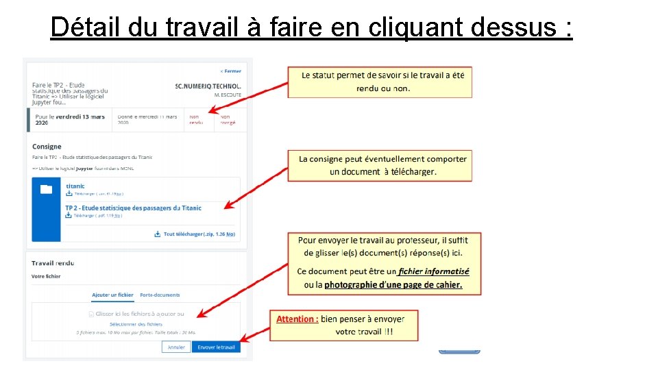 Détail du travail à faire en cliquant dessus : 