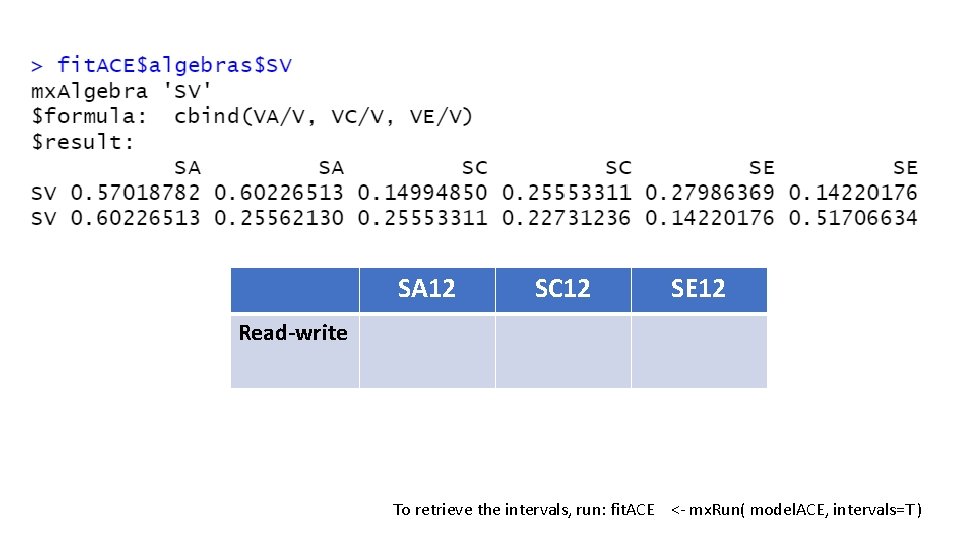 SA 12 SC 12 SE 12 Read-write To retrieve the intervals, run: fit. ACE