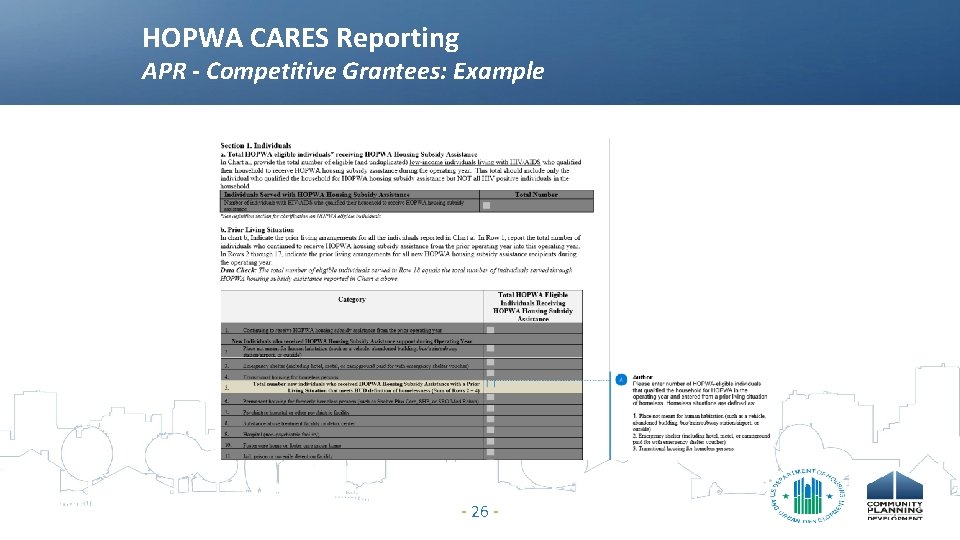 HOPWA CARES Reporting APR - Competitive Grantees: Example - 26 - 