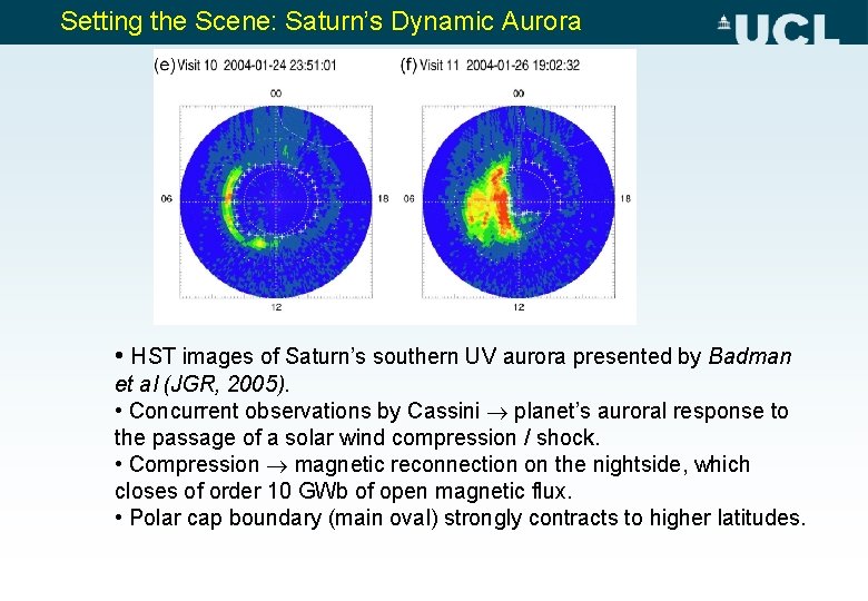 Setting the Scene: Saturn’s Dynamic Aurora • HST images of Saturn’s southern UV aurora