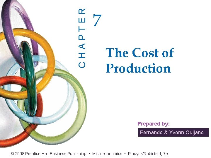 CHAPTER 7 The Cost of Production Prepared by: Fernando & Yvonn Quijano © 2008