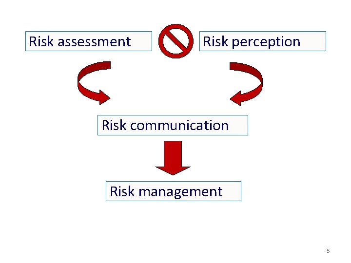 Risk assessment Risk perception Risk communication Risk management 5 