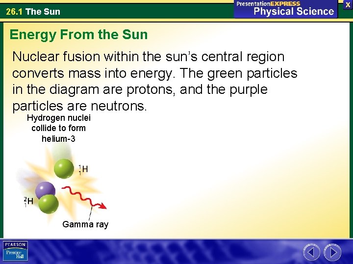 26. 1 The Sun Energy From the Sun Nuclear fusion within the sun’s central