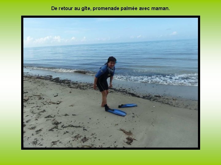 De retour au gîte, promenade palmée avec maman. 