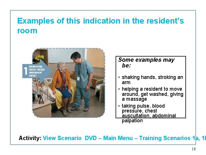 Examples of this indication in the resident’s room Some examples may be: • shaking