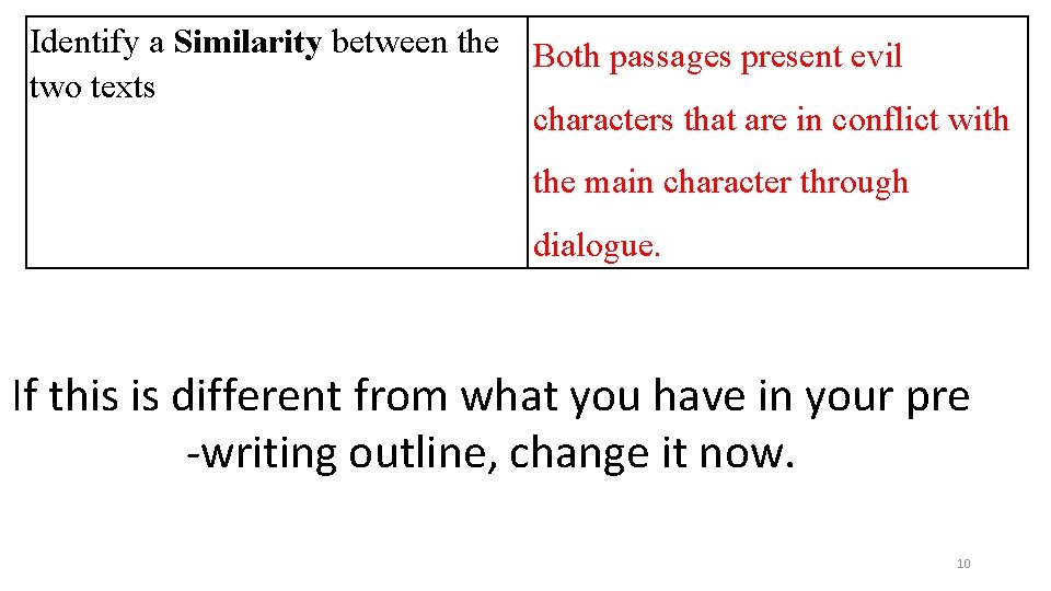 Identify a Similarity between the Both passages present evil two texts characters that are