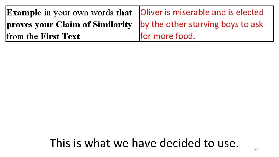 Example in your own words that Oliver is miserable and is elected proves your