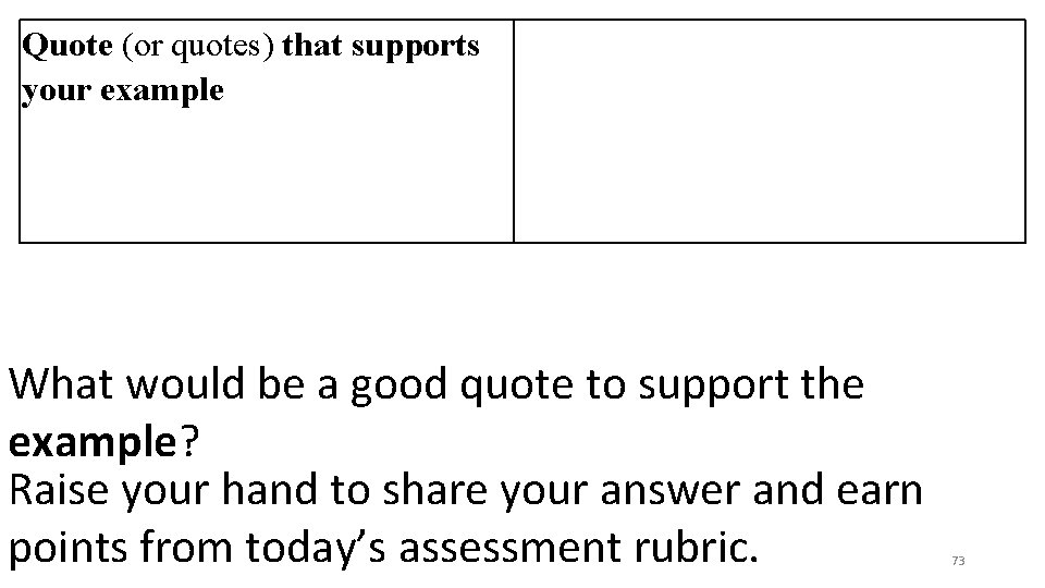 Quote (or quotes) that supports your example What would be a good quote to