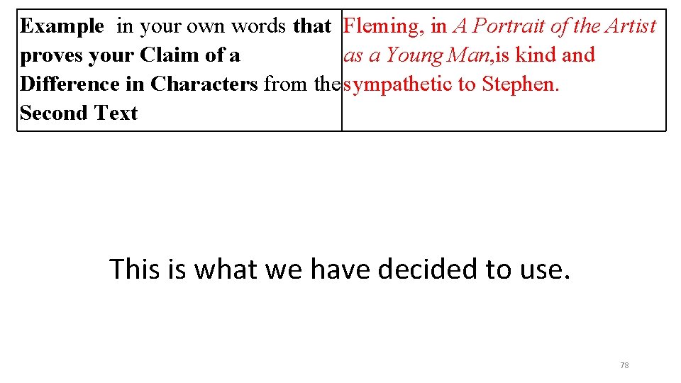 Example in your own words that Fleming, in A Portrait of the Artist proves