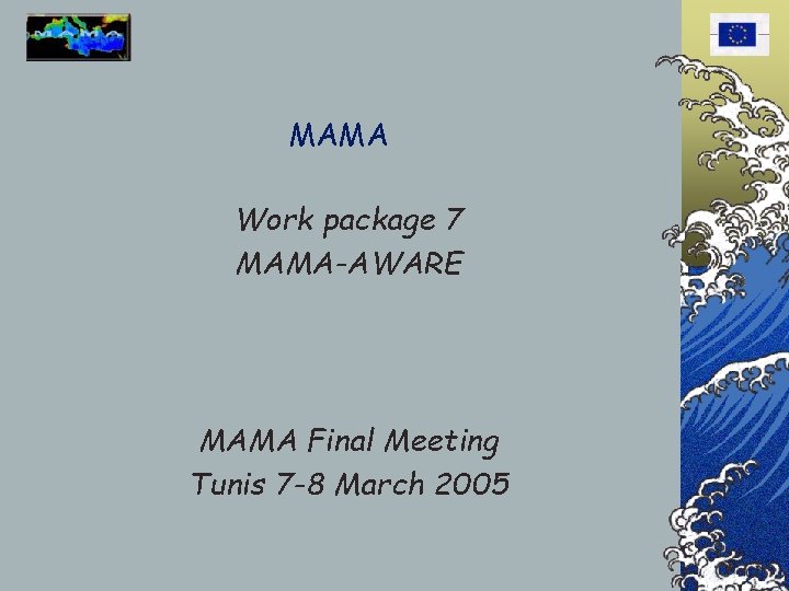 MAMA Work package 7 MAMA-AWARE MAMA Final Meeting Tunis 7 -8 March 2005 