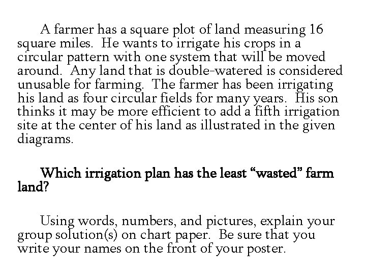 A farmer has a square plot of land measuring 16 square miles. He wants