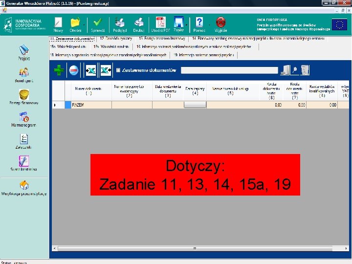 Dotyczy: Zadanie 11, 13, 14, 15 a, 19 