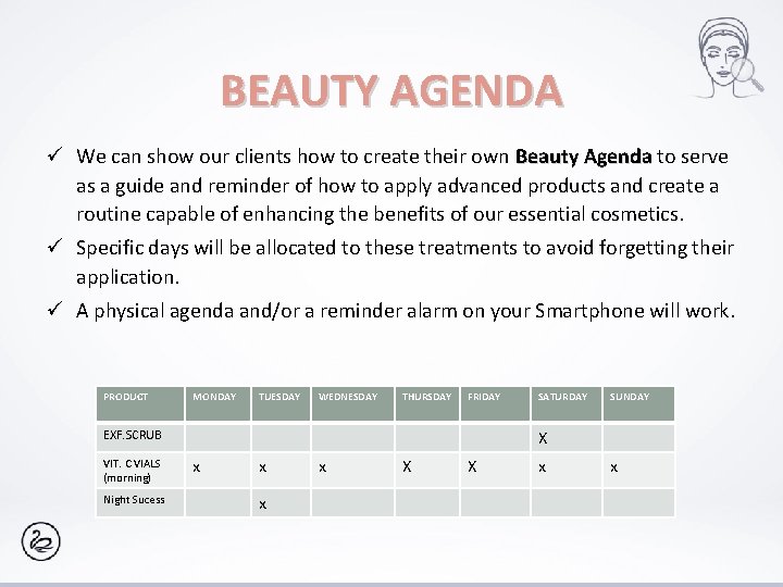 BEAUTY AGENDA ü We can show our clients how to create their own Beauty