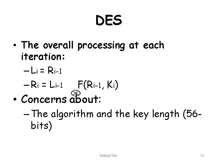 DES • The overall processing at each iteration: – Li = Ri-1 – Ri