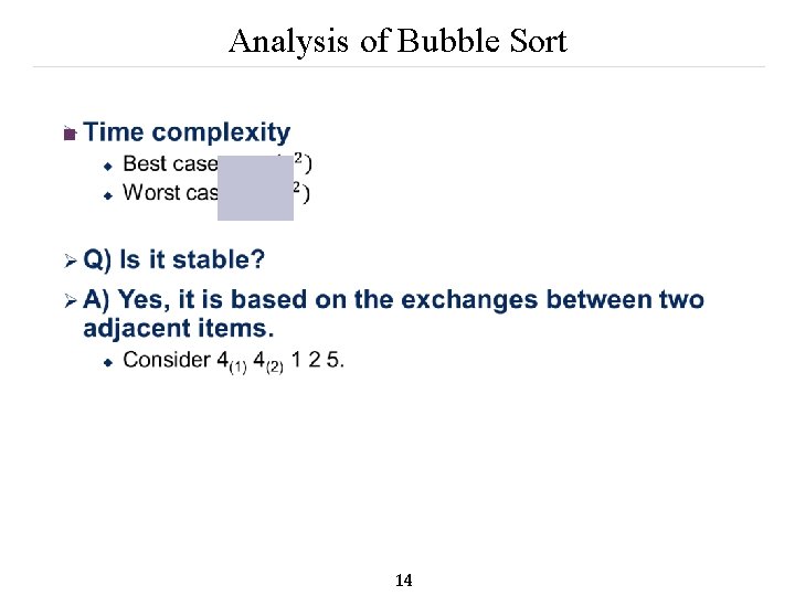 Analysis of Bubble Sort n 14 