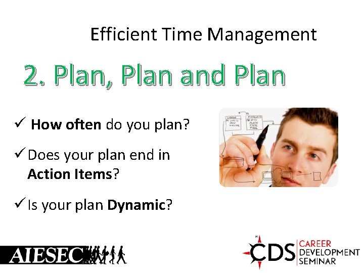 Efficient Time Management 2. Plan, Plan and Plan ü How often do you plan?