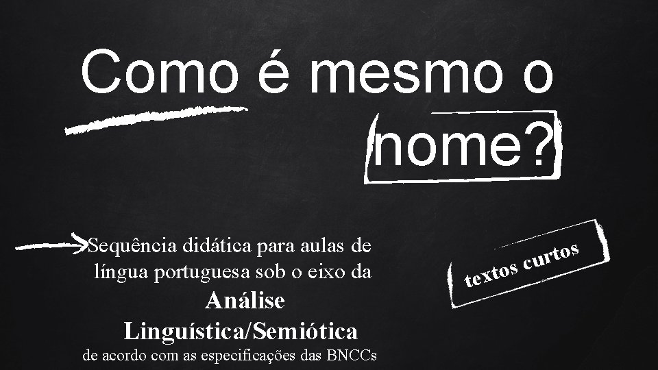 Como é mesmo o nome? Sequência didática para aulas de língua portuguesa sob o