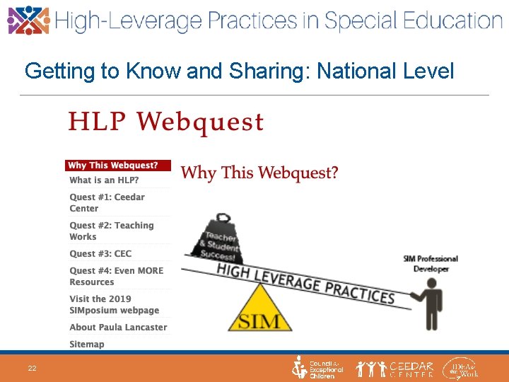 Getting to Know and Sharing: National Level 22 