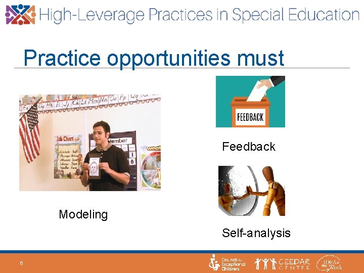 Practice opportunities must Feedback Modeling Self-analysis 6 