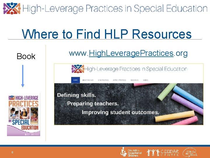 Where to Find HLP Resources Book 8 www. High. Leverage. Practices. org 