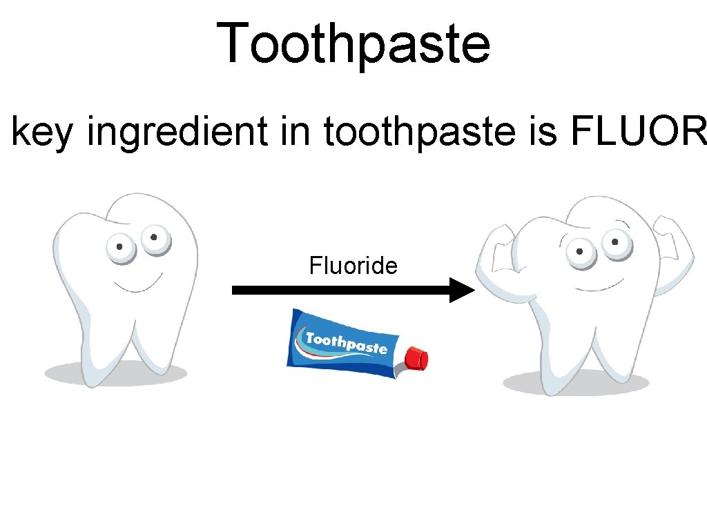 Toothpaste key ingredient in toothpaste is FLUOR Fluoride Toothpaste key ingredient in toothpaste is FLUOR Fluoride