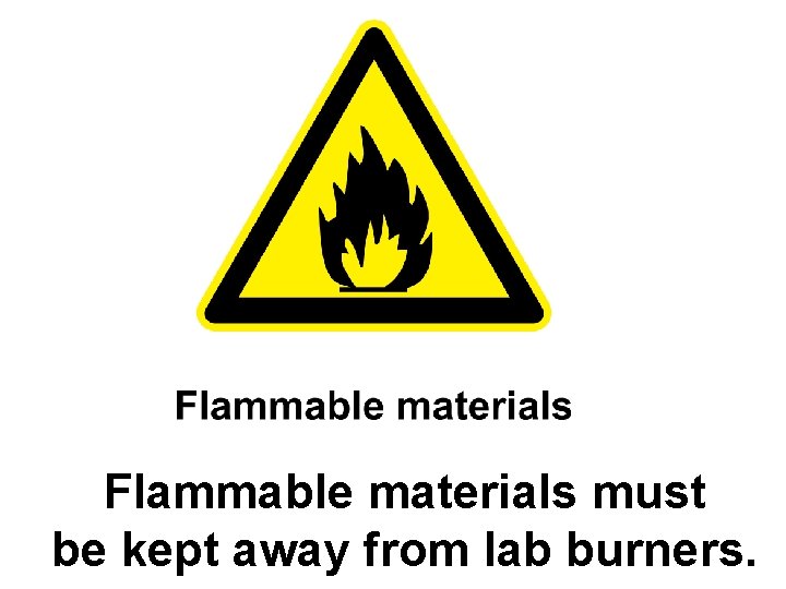 Flammable materials must be kept away from lab burners. 