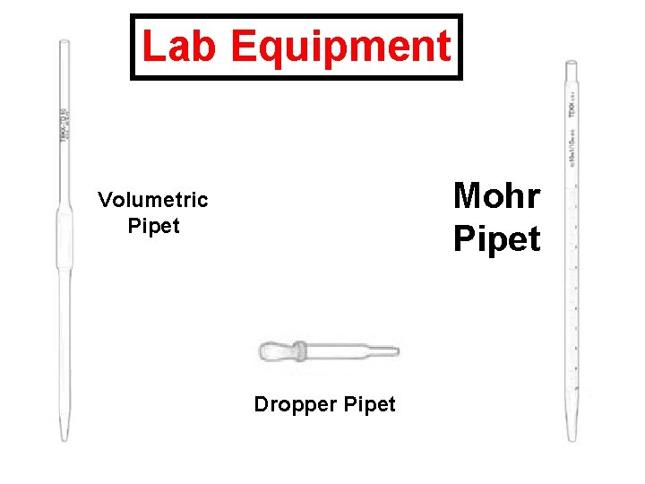 Lab Equipment Mohr Pipet Volumetric Pipet Dropper Pipet 