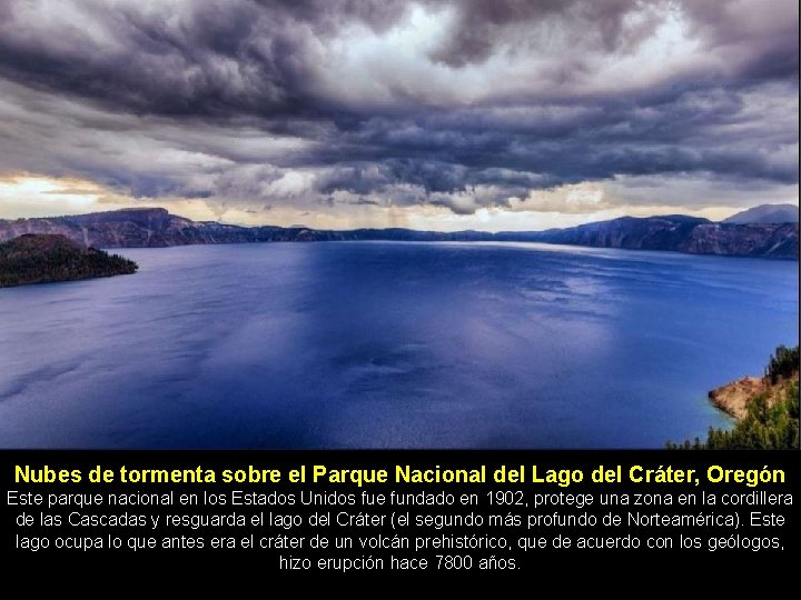 Nubes de tormenta sobre el Parque Nacional del Lago del Cráter, Oregón Este parque