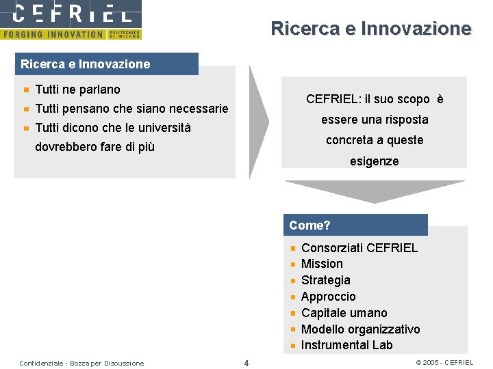 Ricerca e Innovazione Tutti ne parlano CEFRIEL: il suo scopo è Tutti pensano che