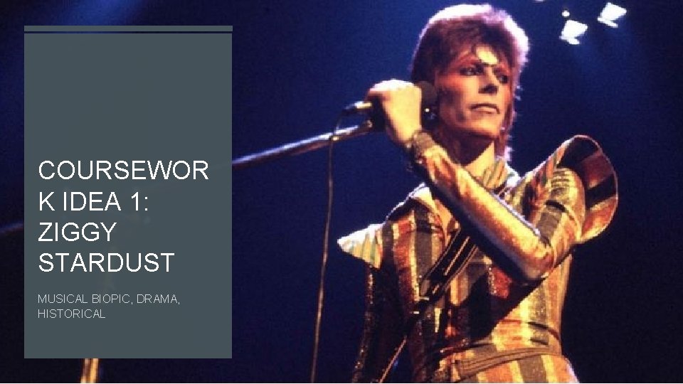 COURSEWOR K IDEA 1: ZIGGY STARDUST MUSICAL BIOPIC, DRAMA, HISTORICAL 