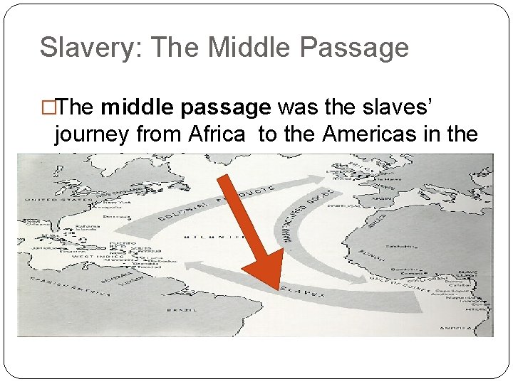 Slavery: The Middle Passage �The middle passage was the slaves’ journey from Africa to