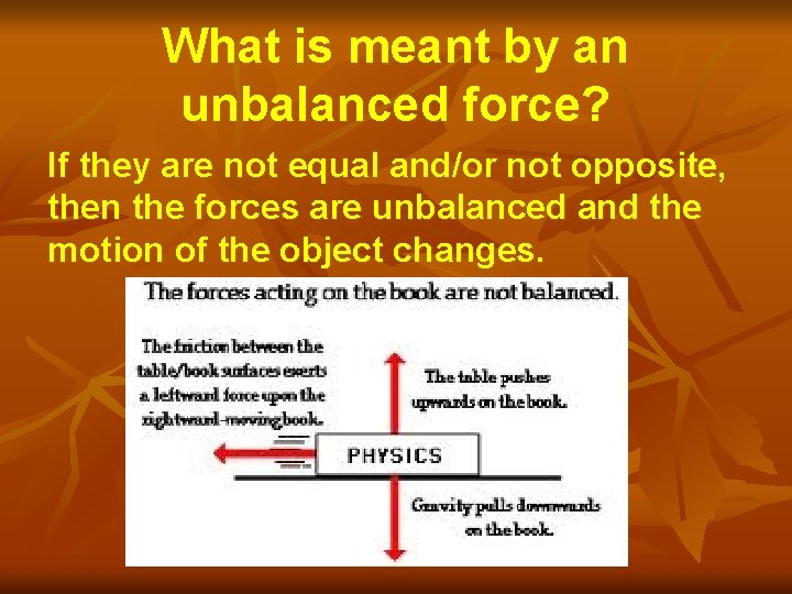 What is meant by an unbalanced force? If they are not equal and/or not