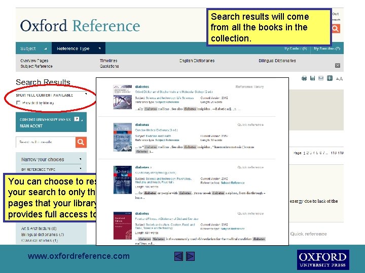 Search results will come from all the books in the collection. You can choose