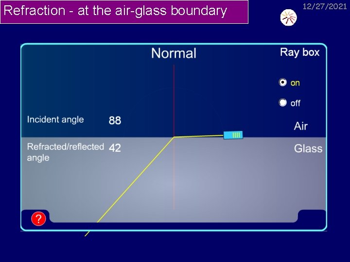 Refraction - at the air-glass boundary 12/27/2021 
