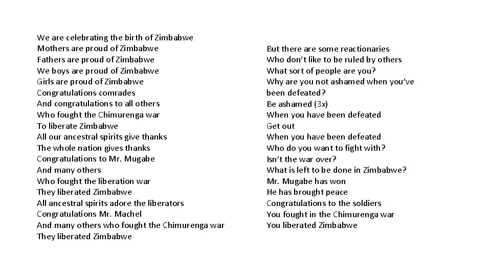 We are celebrating the birth of Zimbabwe Mothers are proud of Zimbabwe Fathers are