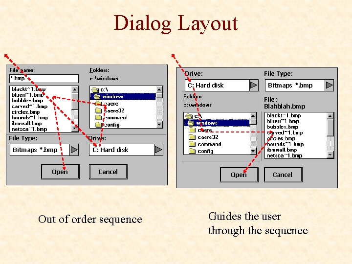 Dialog Layout Drive: File Type: C: Hard disk Bitmaps *. bmp File: Blahblah. bmp