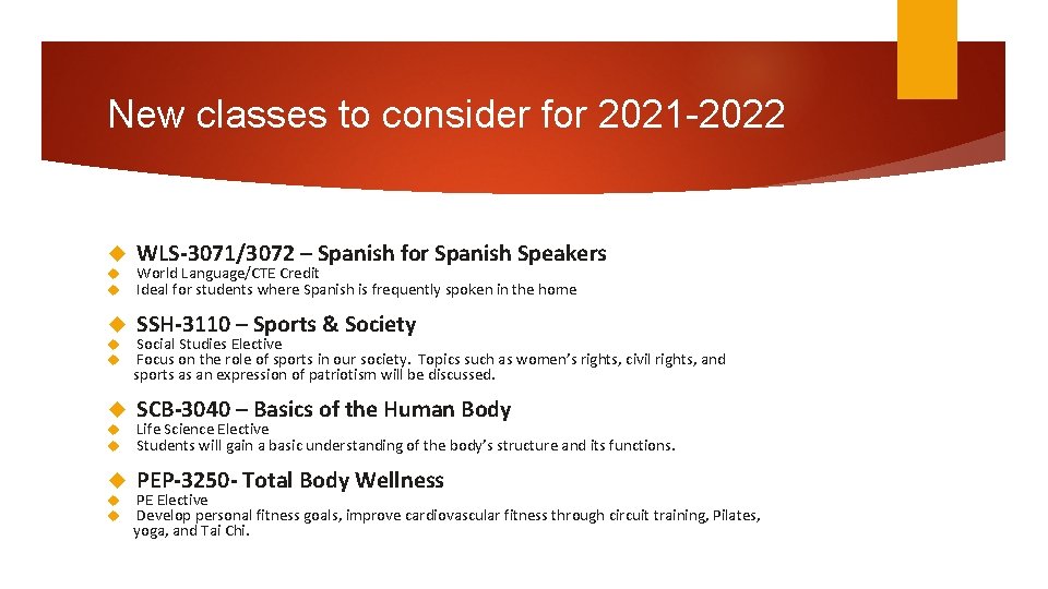 Washington High School th 12 Grade Registration 2021