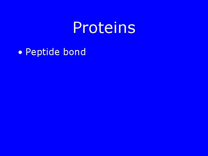 Proteins • Peptide bond 