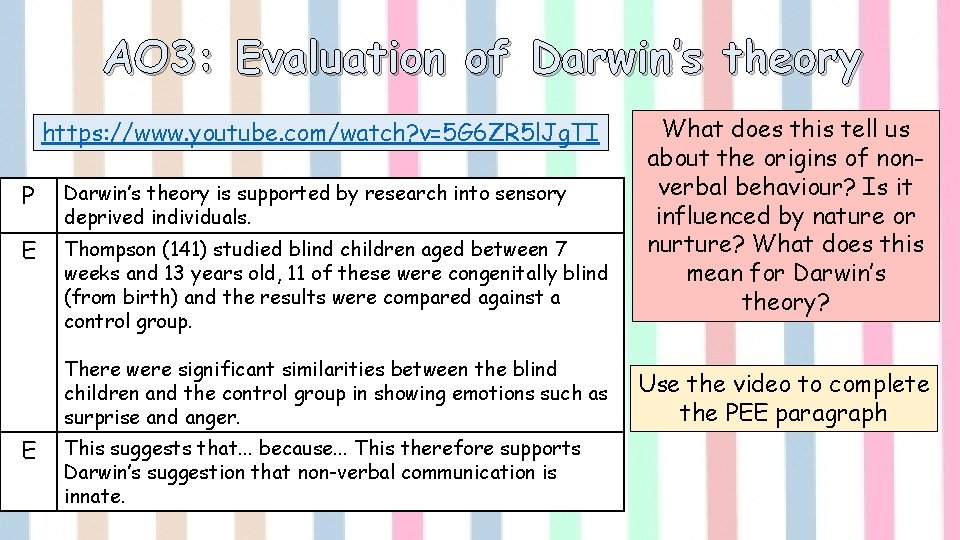 AO 3: Evaluation of Darwin’s theory https: //www. youtube. com/watch? v=5 G 6 ZR