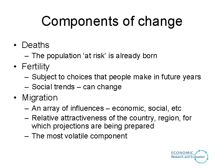 Components of change • Deaths – The population ‘at risk’ is already born • Components of change • Deaths – The population ‘at risk’ is already born •
