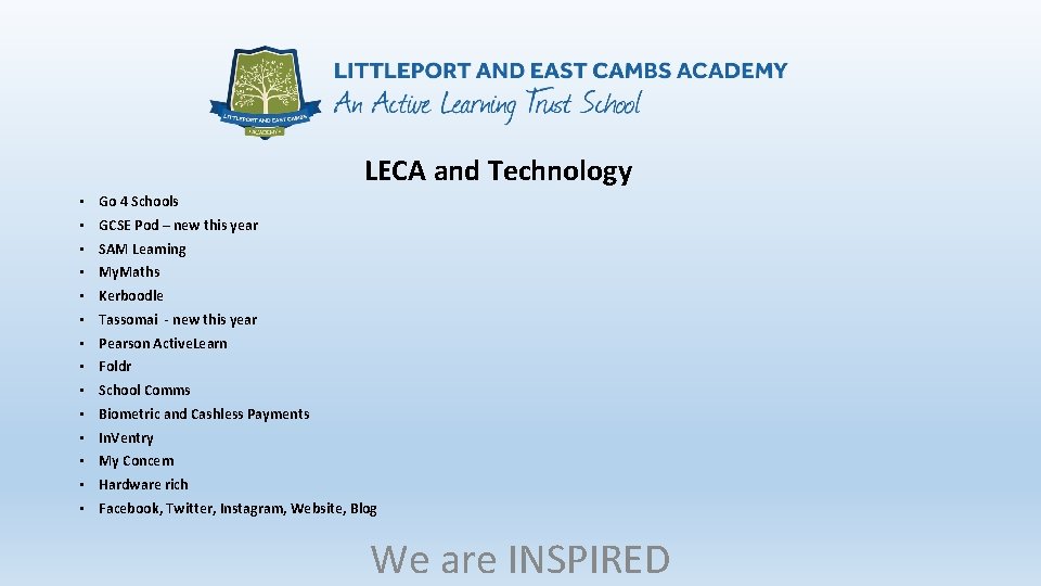LECA and Technology • Go 4 Schools • GCSE Pod – new this year