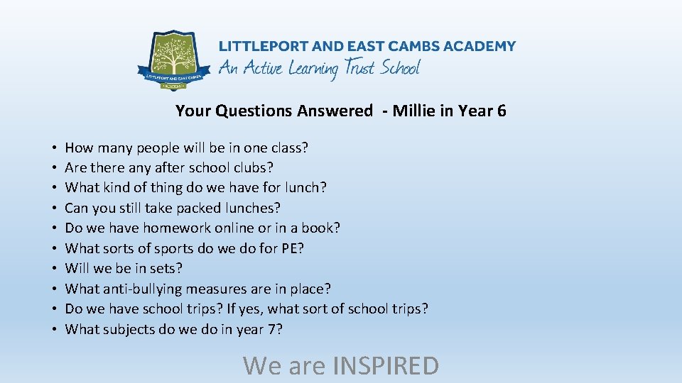 Your Questions Answered - Millie in Year 6 • • • How many people