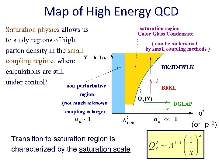 Map of High Energy QCD Saturation physics allows us to study regions of high