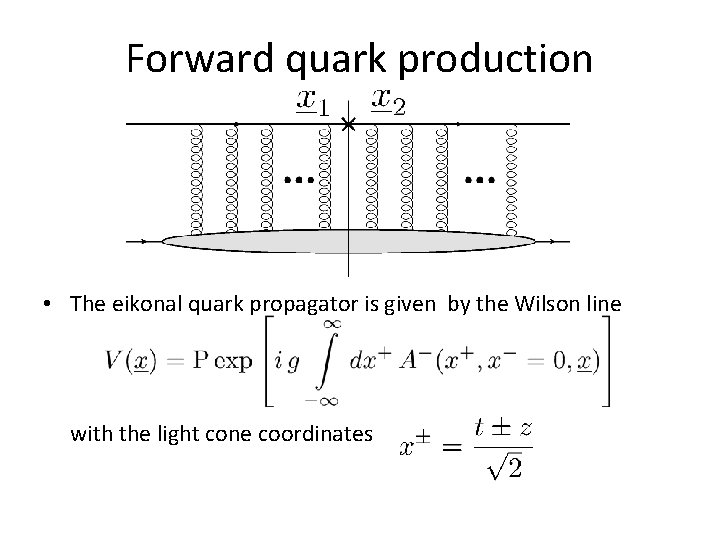 Forward quark production • The eikonal quark propagator is given by the Wilson line